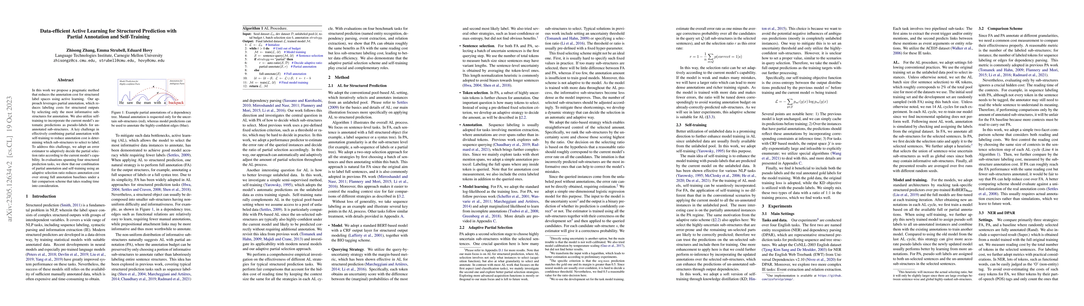 Thumbnail for Data-efficient Active Learning for Structured Prediction with Partial
  Annotation and Self-Training