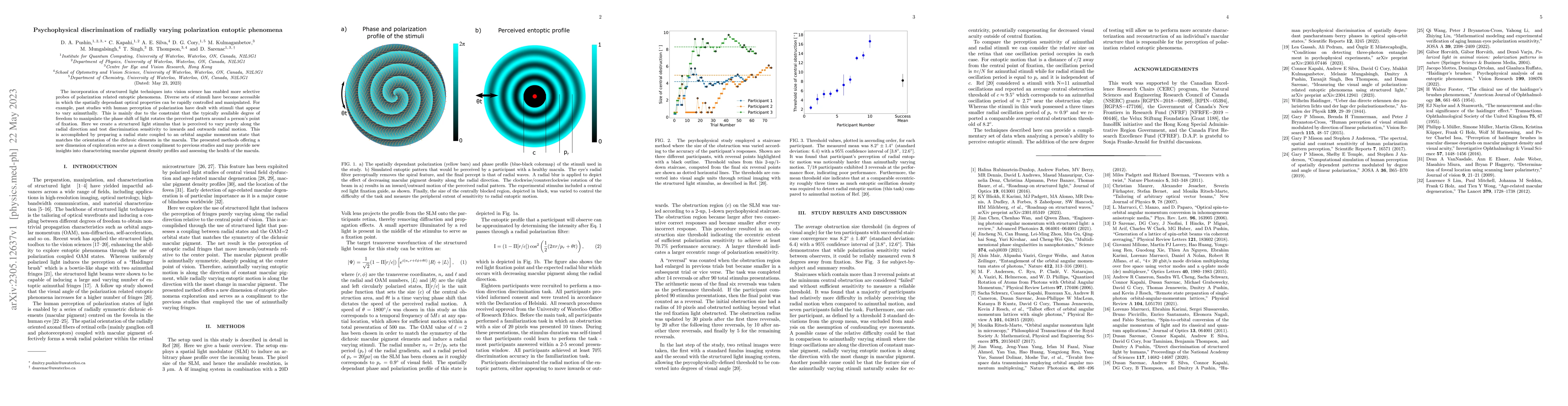 Thumbnail for Psychophysical discrimination of radially varying polarization entoptic
  phenomena