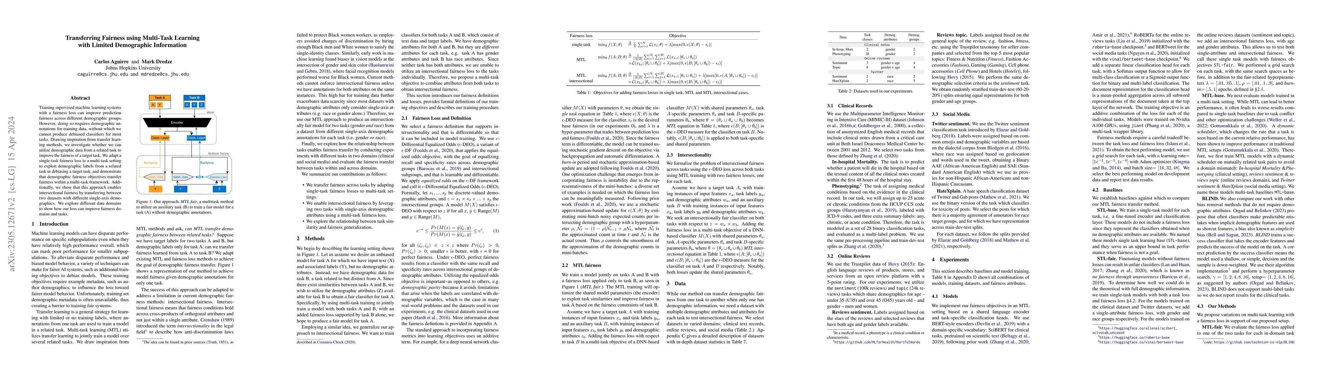 Thumbnail for Transferring Fairness using Multi-Task Learning with Limited Demographic
  Information