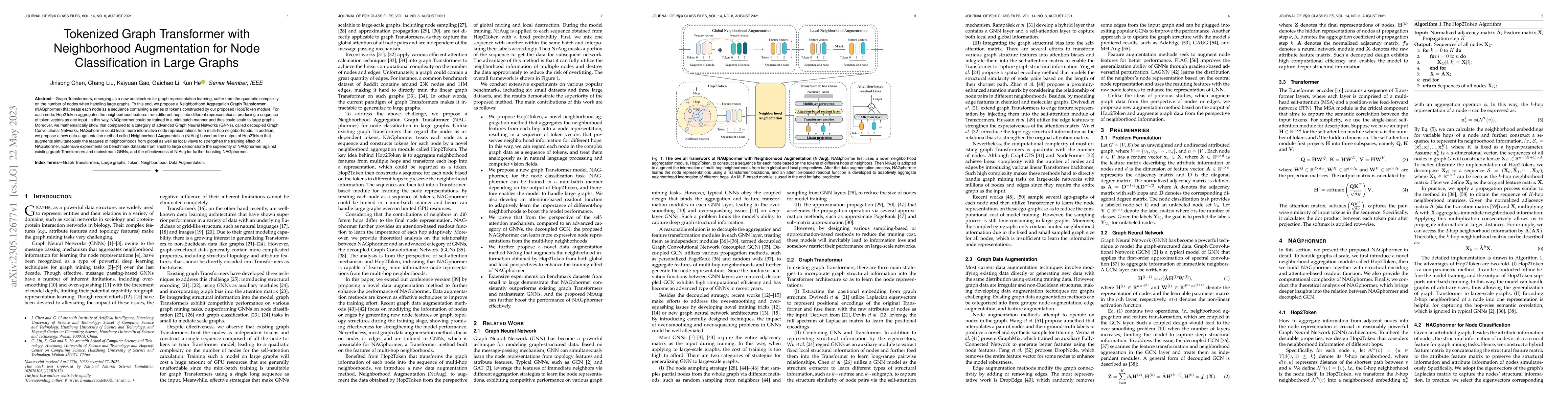 Thumbnail for Tokenized Graph Transformer with Neighborhood Augmentation for Node
  Classification in Large Graphs