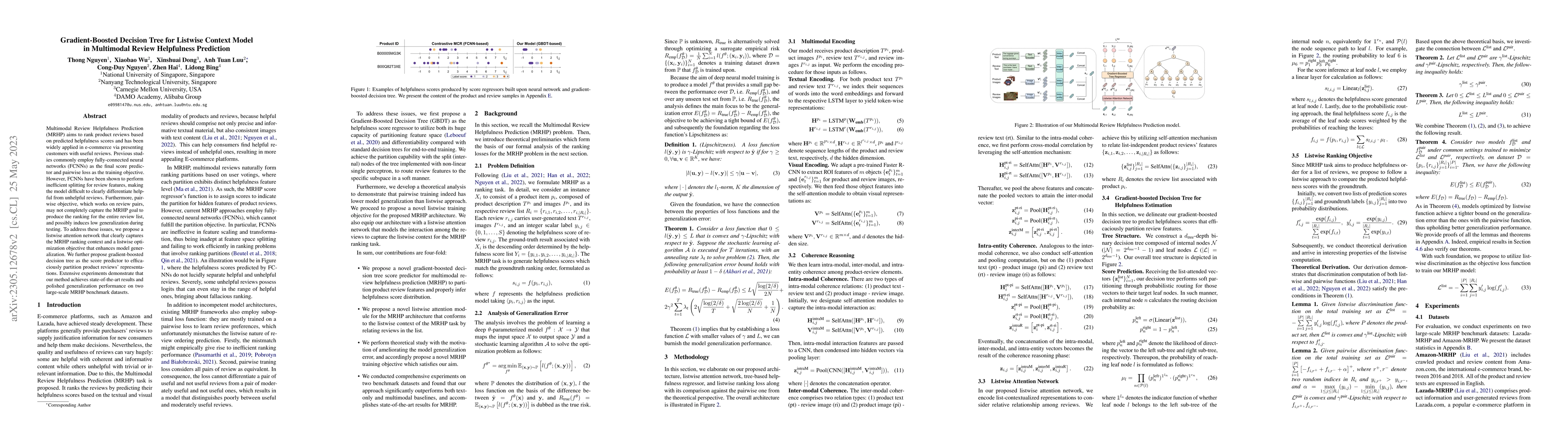 Thumbnail for Gradient-Boosted Decision Tree for Listwise Context Model in Multimodal
  Review Helpfulness Prediction