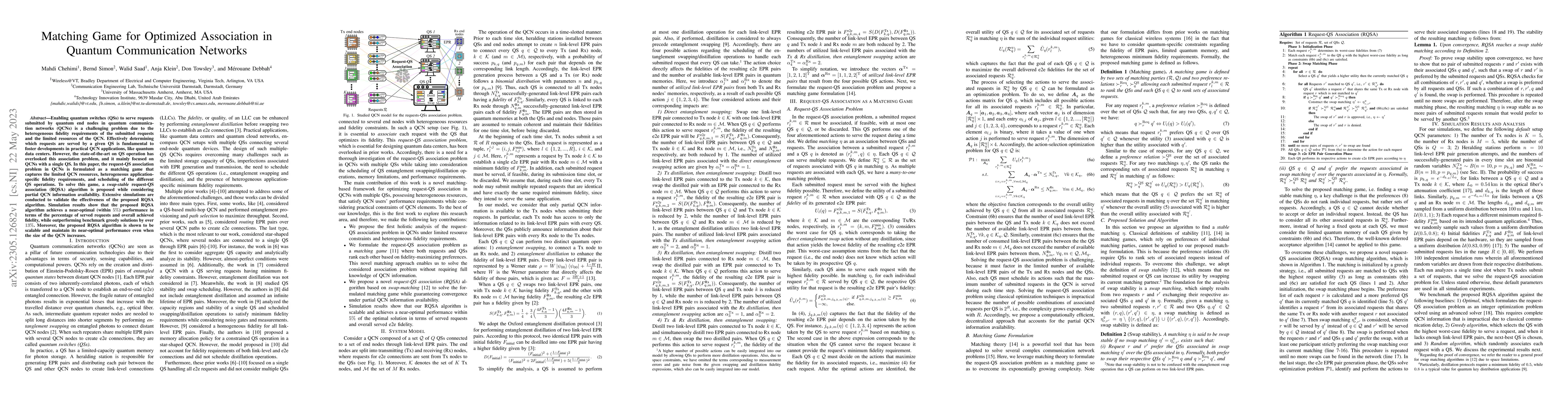 Thumbnail for Matching Game for Optimized Association in Quantum Communication
  Networks