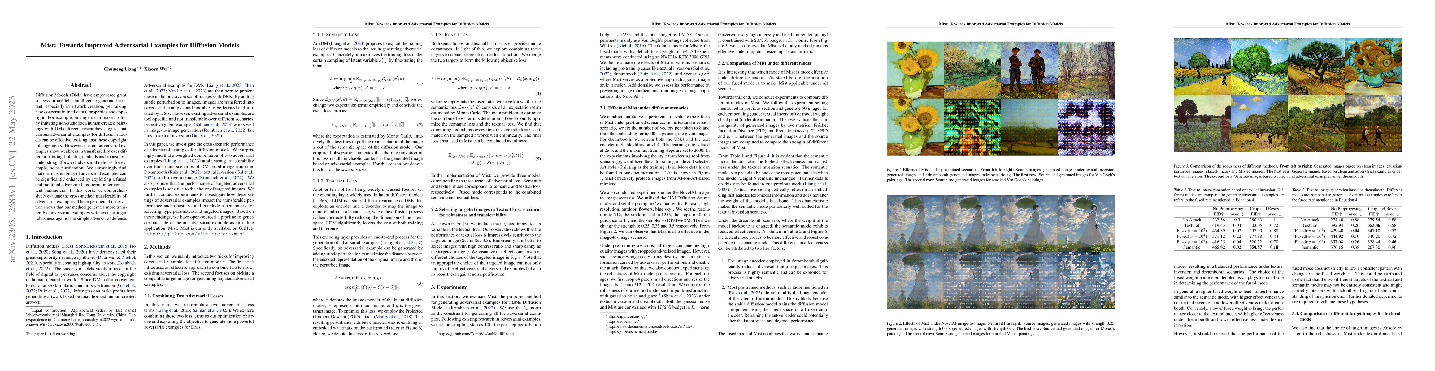 Thumbnail for Mist: Towards Improved Adversarial Examples for Diffusion Models