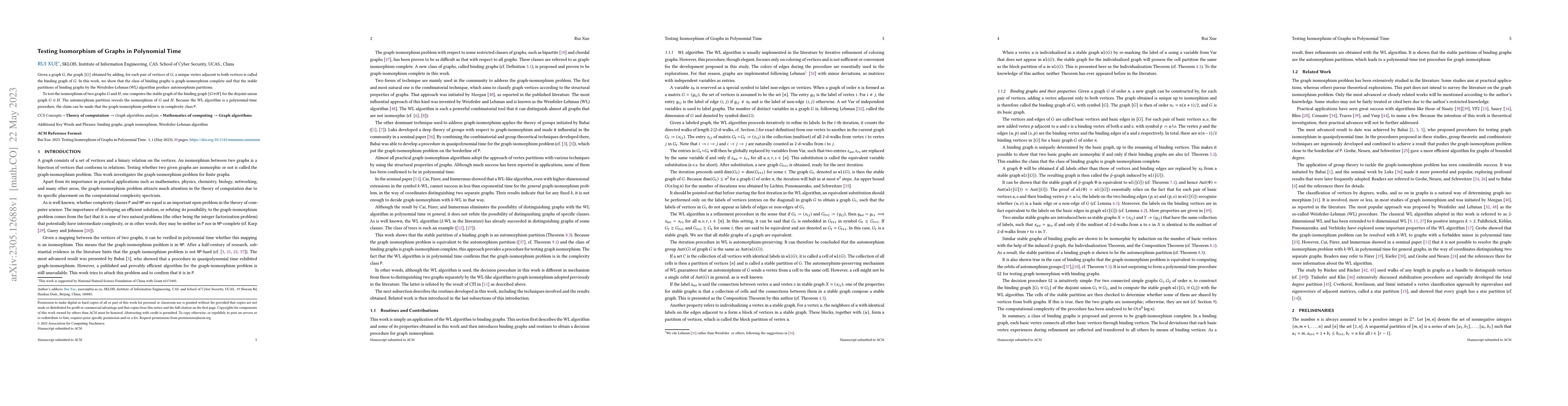 Thumbnail for Testing Isomorphism of Graphs in Polynomial Time