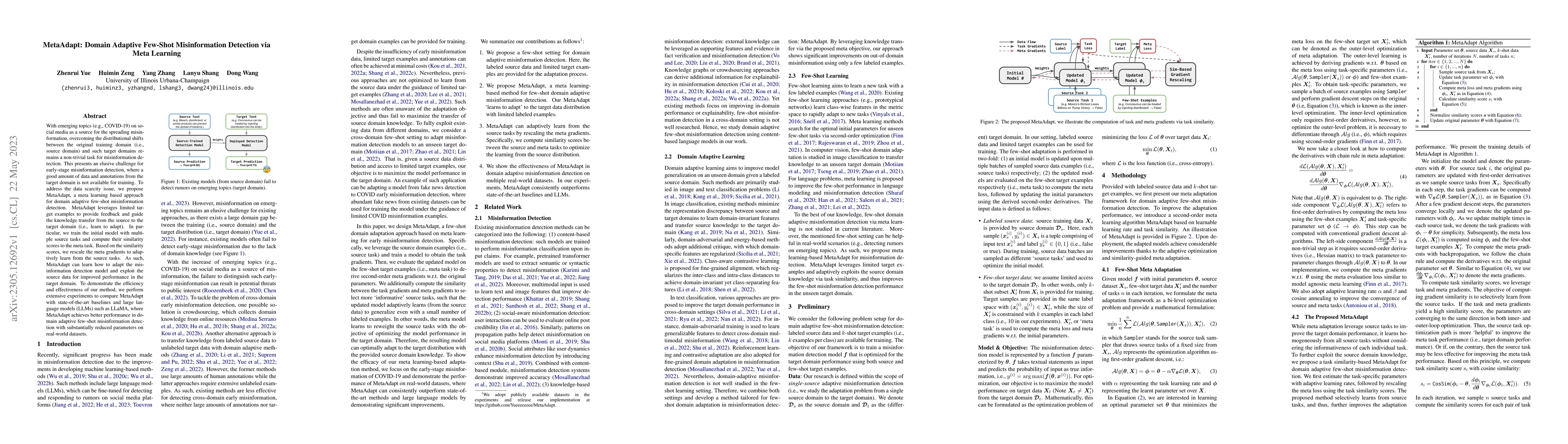 Thumbnail for MetaAdapt: Domain Adaptive Few-Shot Misinformation Detection via Meta
  Learning