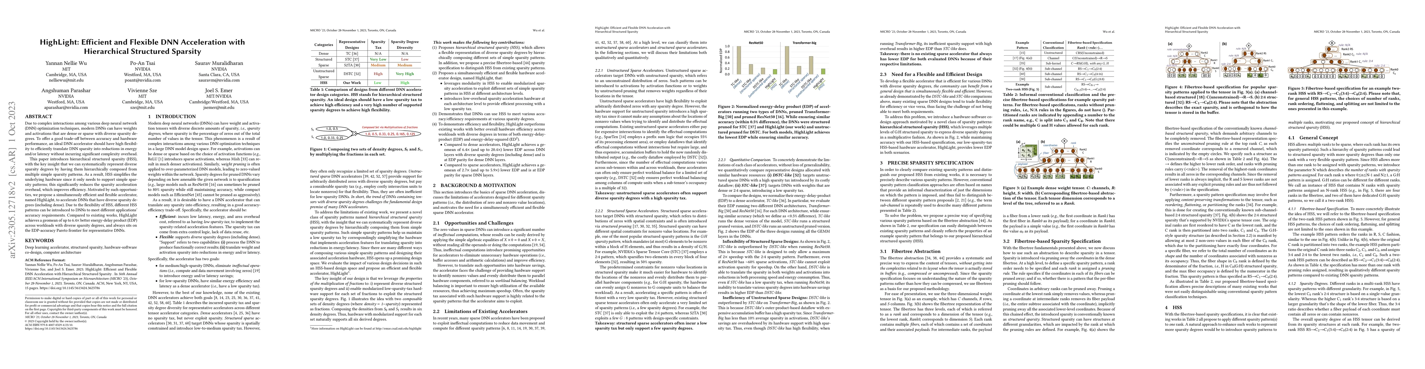 Thumbnail for HighLight: Efficient and Flexible DNN Acceleration with Hierarchical
  Structured Sparsity
