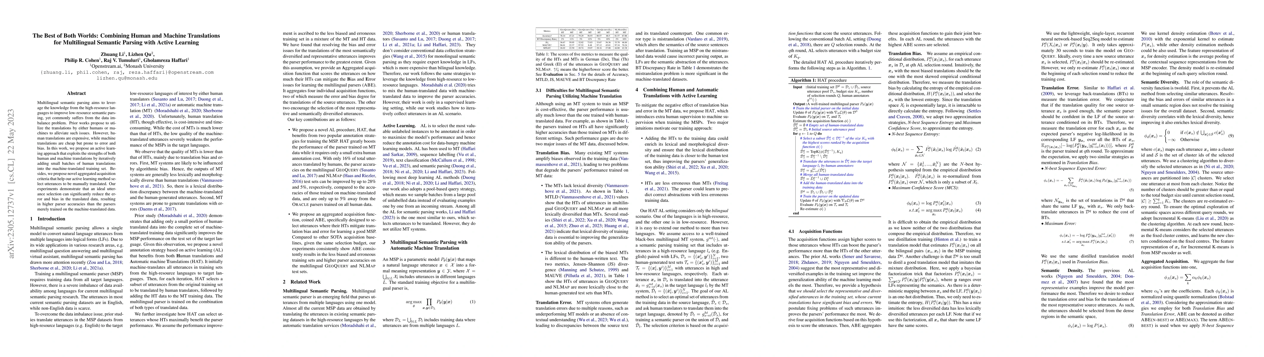 Thumbnail for The Best of Both Worlds: Combining Human and Machine Translations for
  Multilingual Semantic Parsing with Active Learning
