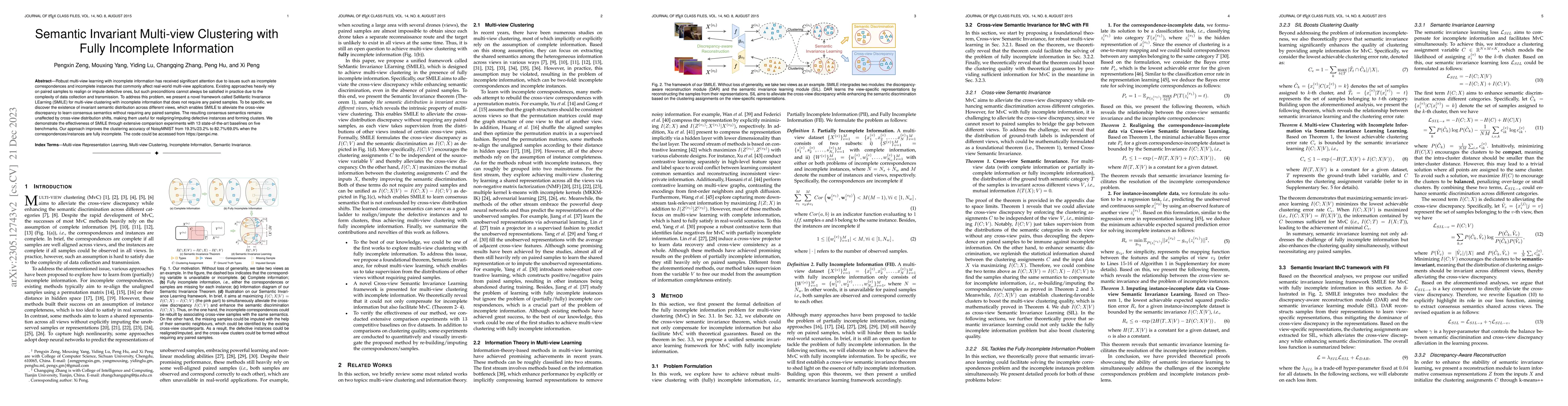 Thumbnail for Semantic Invariant Multi-view Clustering with Fully Incomplete
  Information