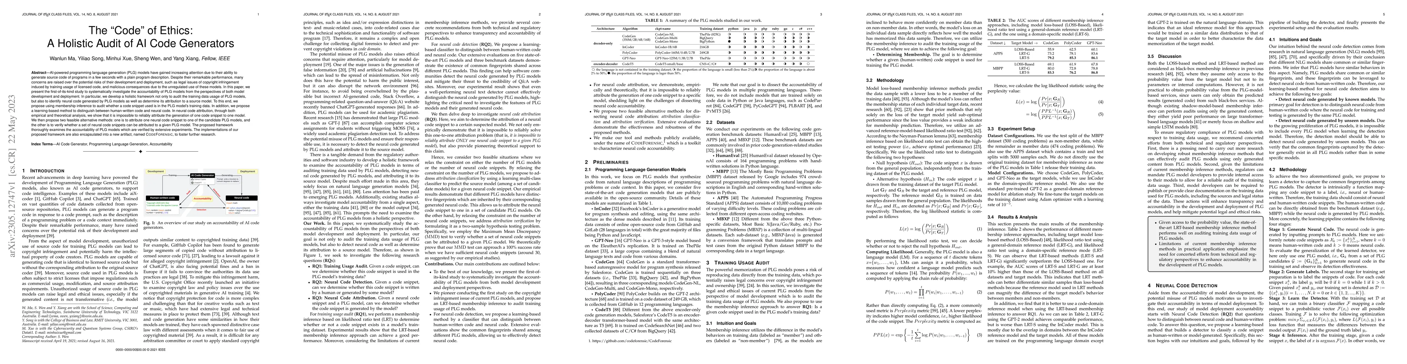 Thumbnail for The "code'' of Ethics:A Holistic Audit of AI Code Generators