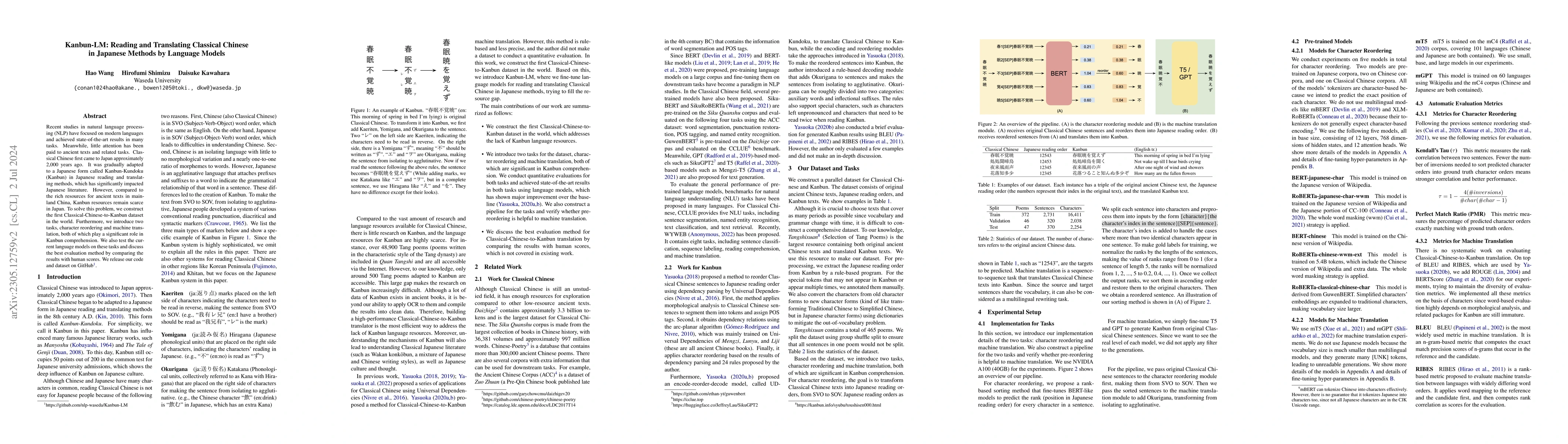 Thumbnail for Kanbun-LM: Reading and Translating Classical Chinese in Japanese Methods
  by Language Models