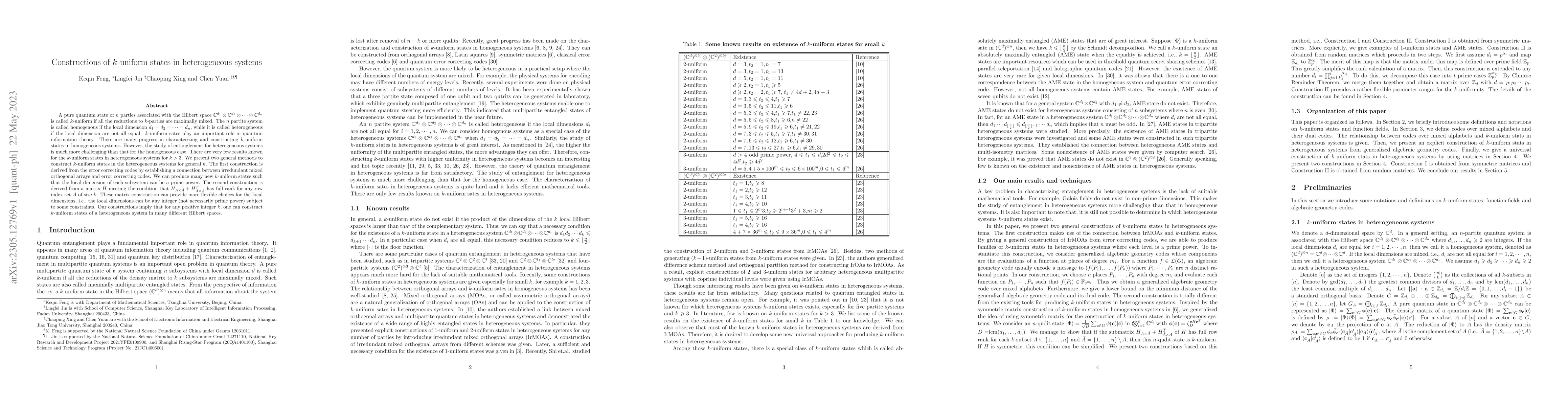 Thumbnail for Constructions of $k$-uniform states in heterogeneous systems