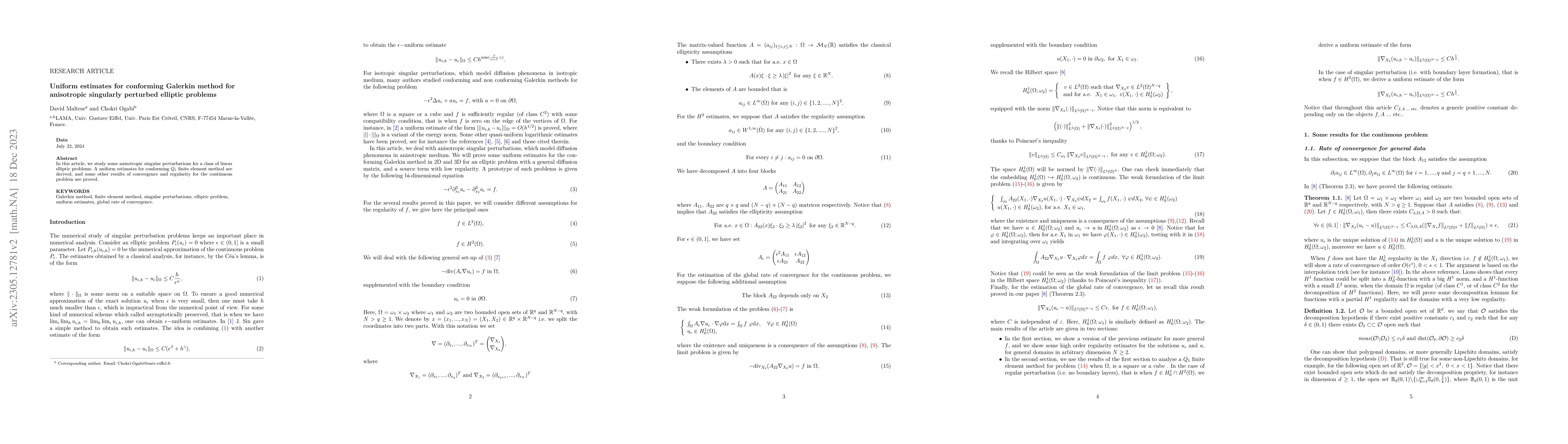 Thumbnail for Uniform estimates for conforming Galerkin method for anisotropic
  singularly perturbed elliptic problems