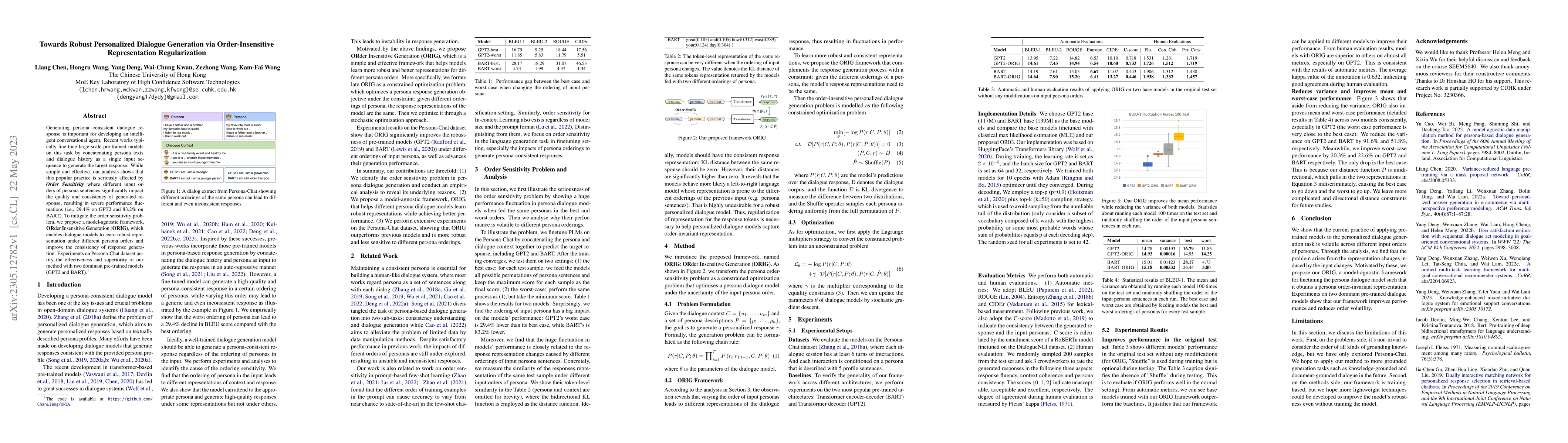 Thumbnail for Towards Robust Personalized Dialogue Generation via Order-Insensitive
  Representation Regularization