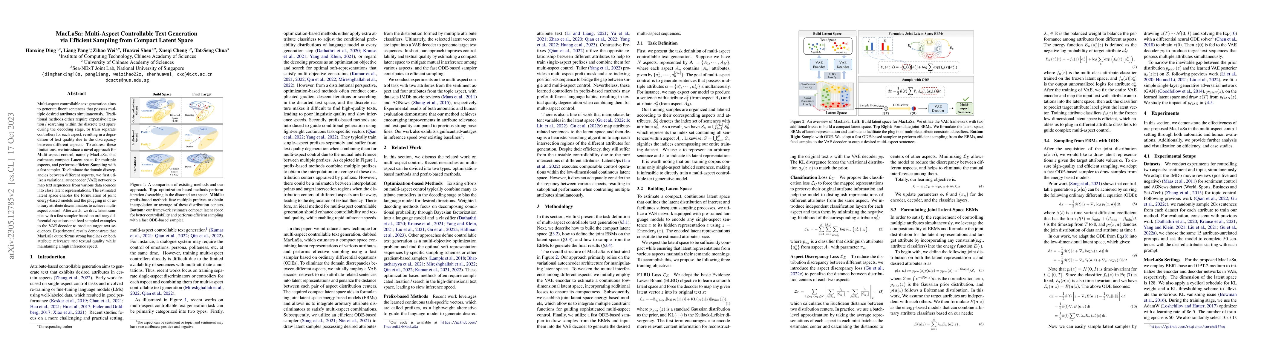 Thumbnail for MacLaSa: Multi-Aspect Controllable Text Generation via Efficient
  Sampling from Compact Latent Space
