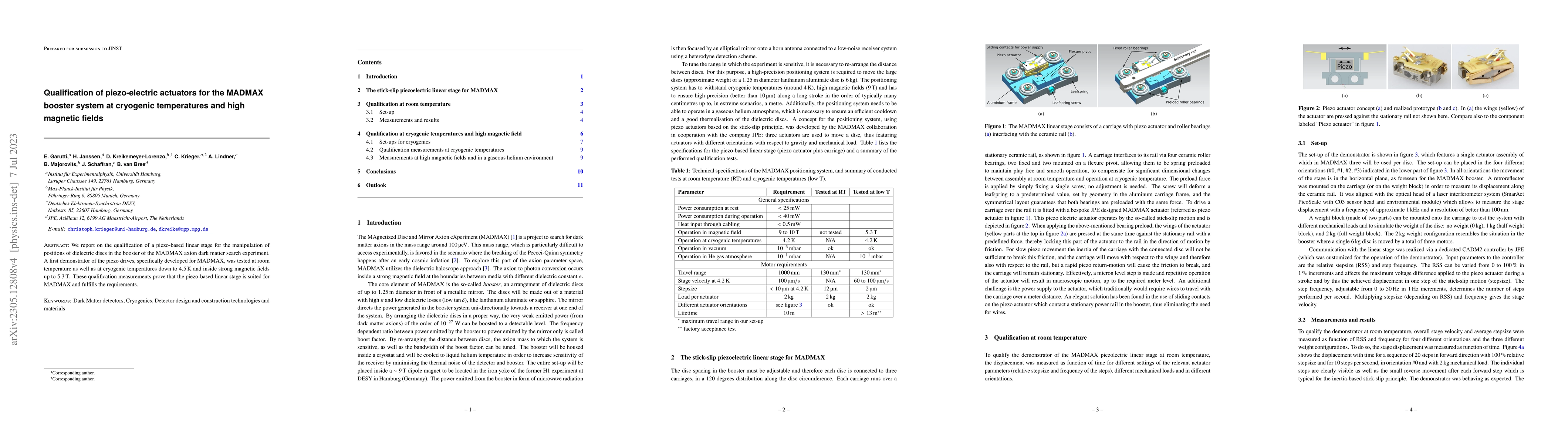 Thumbnail for Qualification of piezo-electric actuators for the MADMAX booster system
  at cryogenic temperatures and high magnetic fields