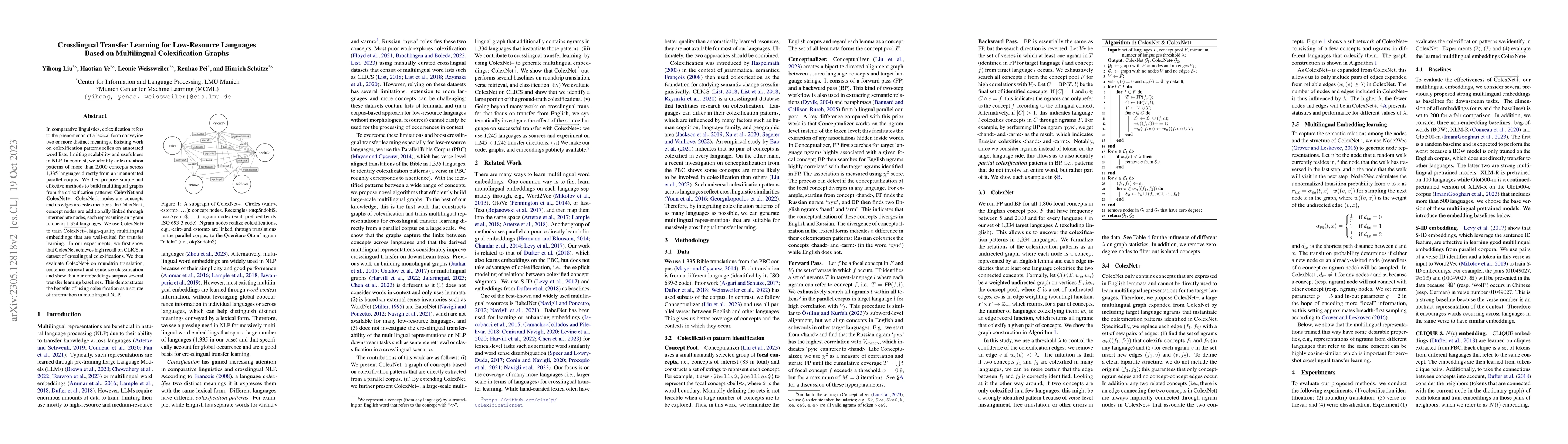 Thumbnail for Crosslingual Transfer Learning for Low-Resource Languages Based on
  Multilingual Colexification Graphs