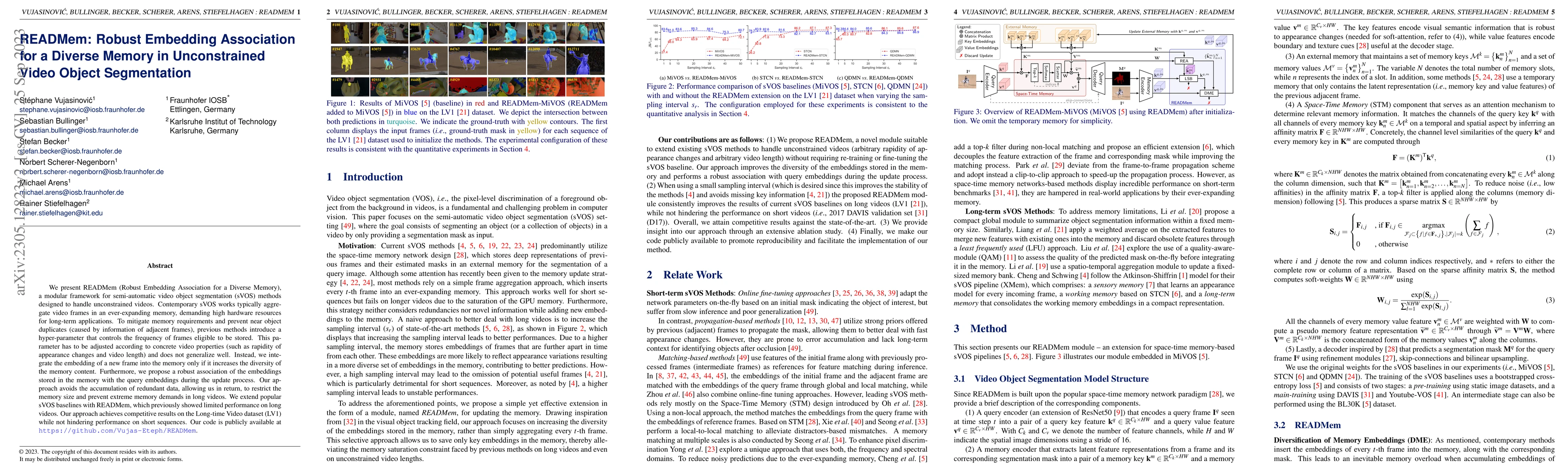 Thumbnail for READMem: Robust Embedding Association for a Diverse Memory in
  Unconstrained Video Object Segmentation
