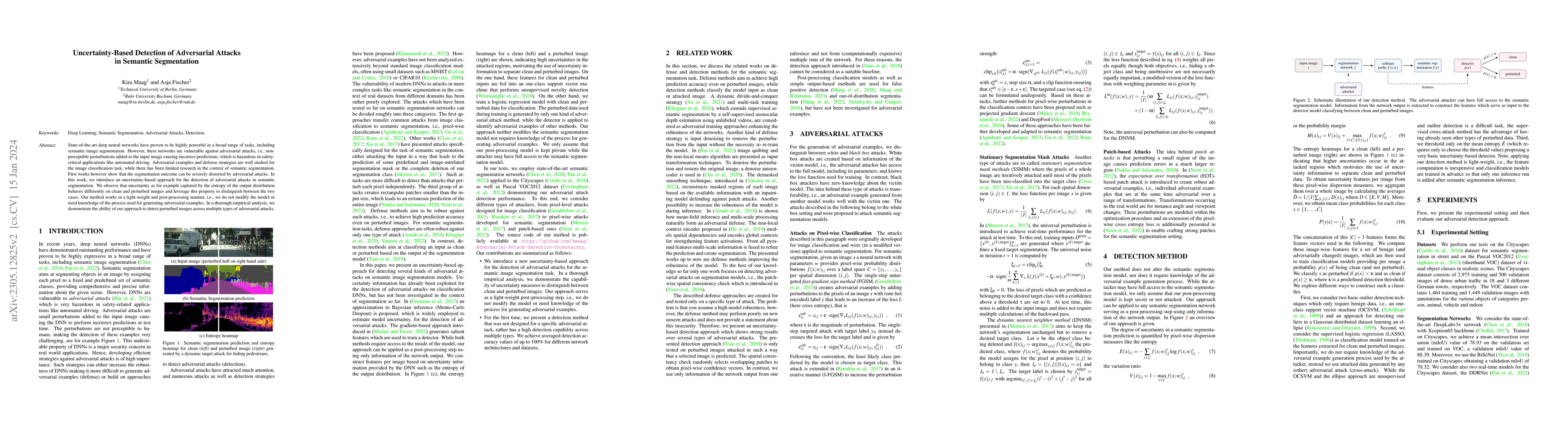 Thumbnail for Uncertainty-based Detection of Adversarial Attacks in Semantic
  Segmentation
