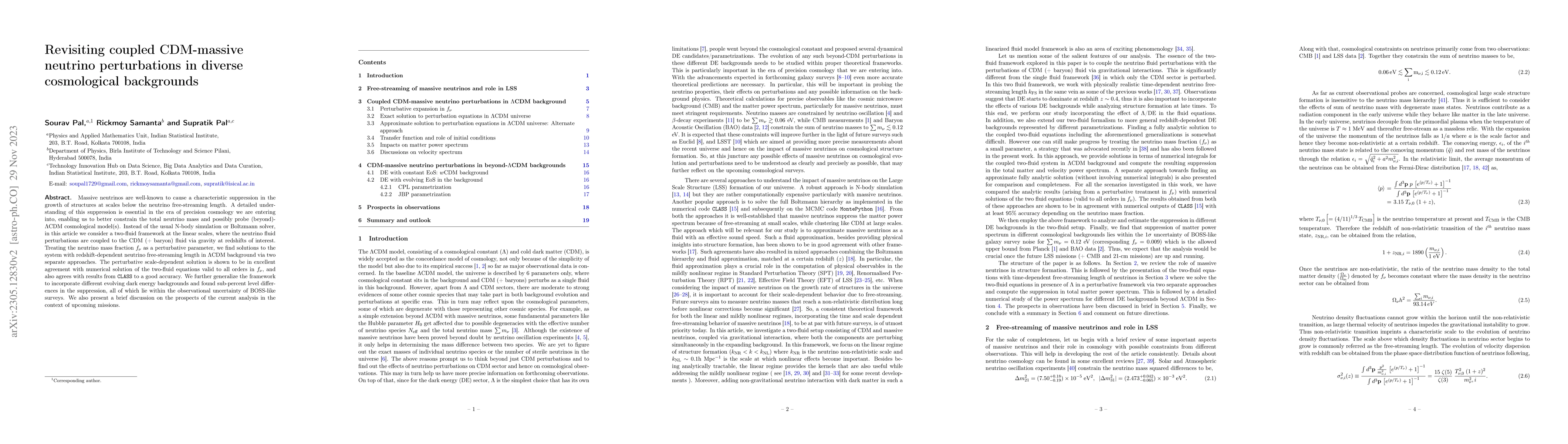 Thumbnail for Revisiting coupled CDM-massive neutrino perturbations in diverse
  cosmological backgrounds