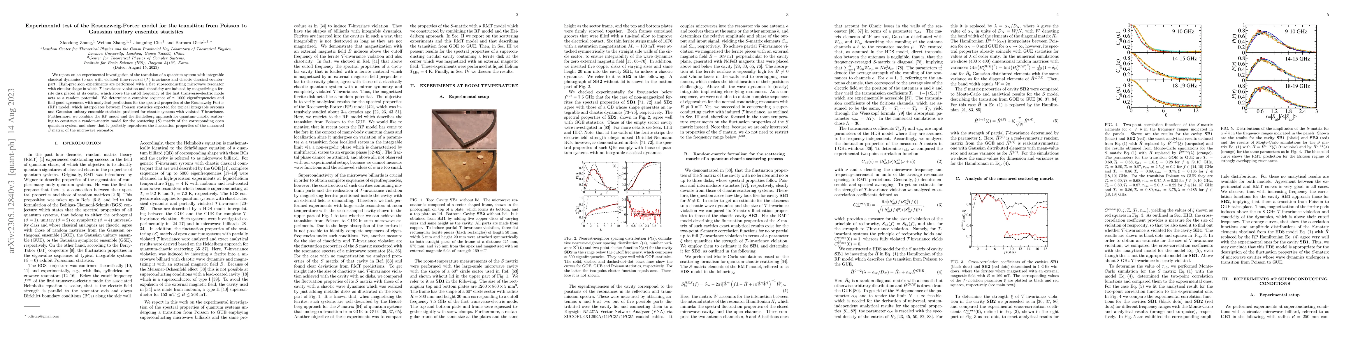 Thumbnail for Experimental test of the Rosenzweig-Porter model for the transition from
  Poisson to Gaussian unitary ensemble statistics