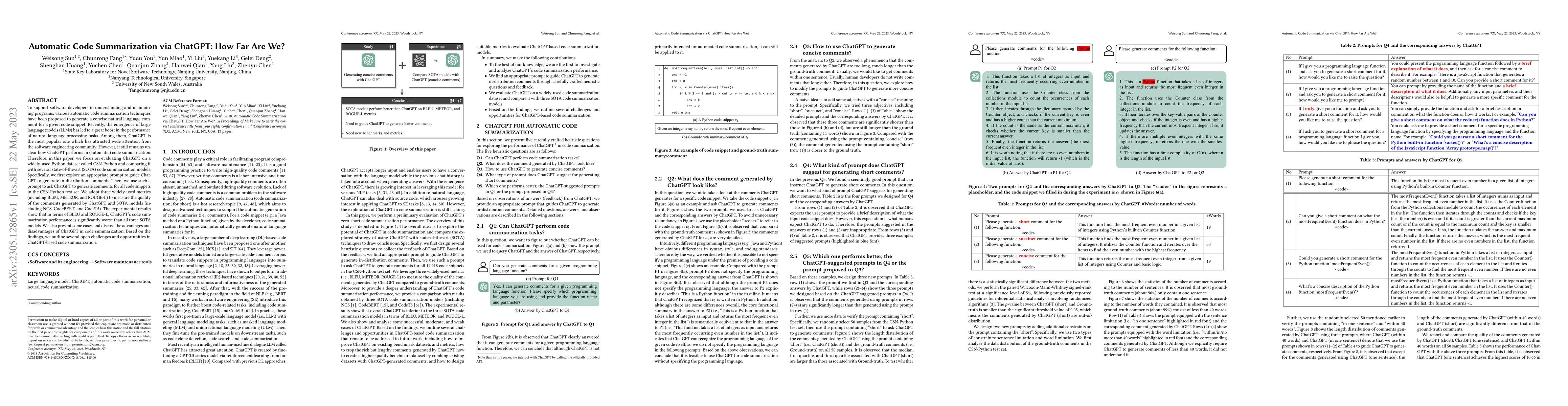 Thumbnail for Automatic Code Summarization via ChatGPT: How Far Are We?