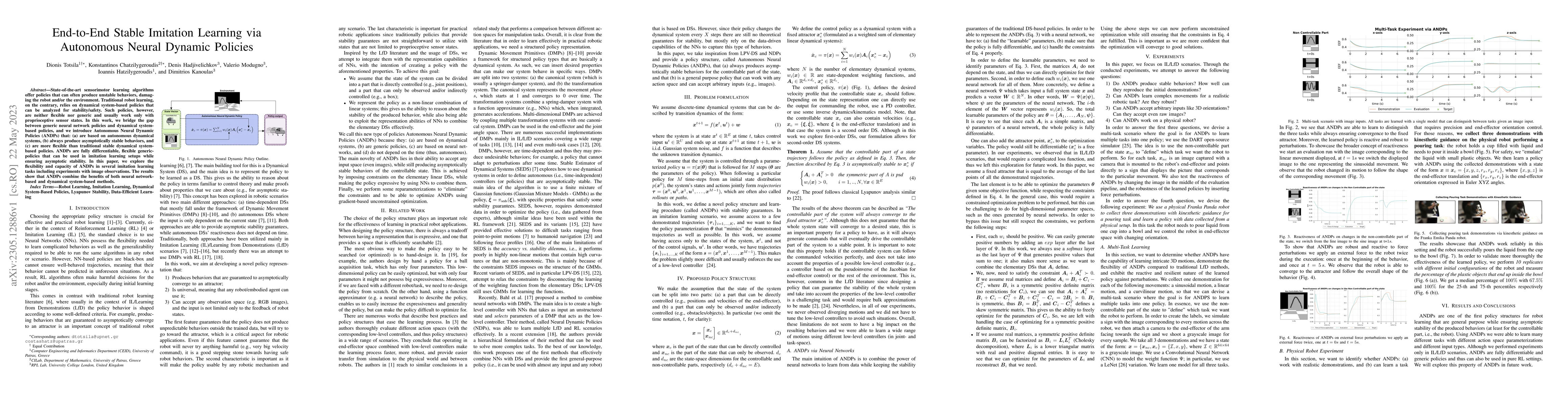 Thumbnail for End-to-End Stable Imitation Learning via Autonomous Neural Dynamic
  Policies