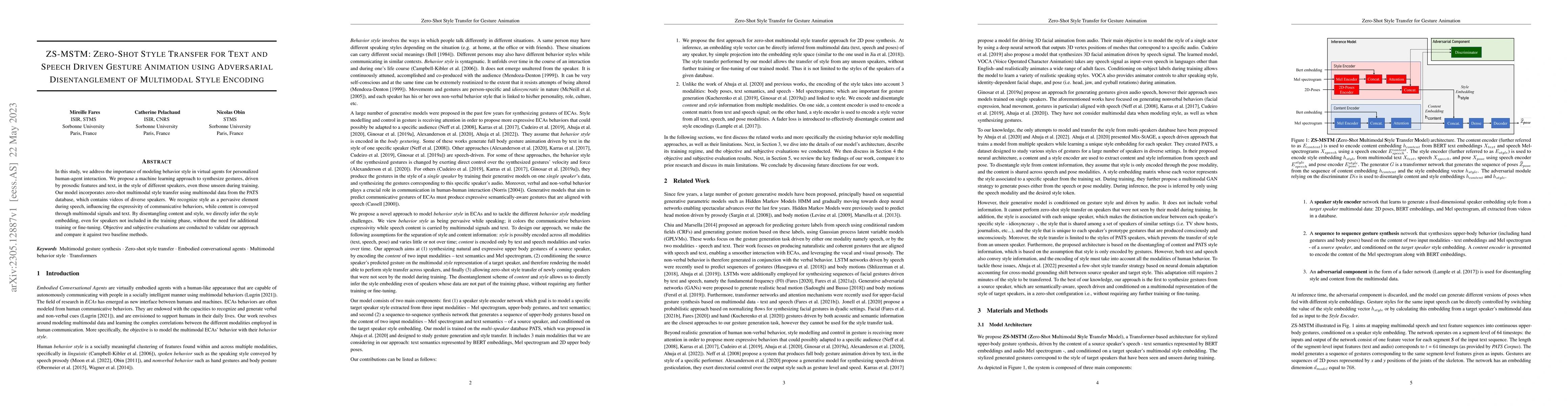Thumbnail for ZS-MSTM: Zero-Shot Style Transfer for Gesture Animation driven by Text
  and Speech using Adversarial Disentanglement of Multimodal Style Encoding