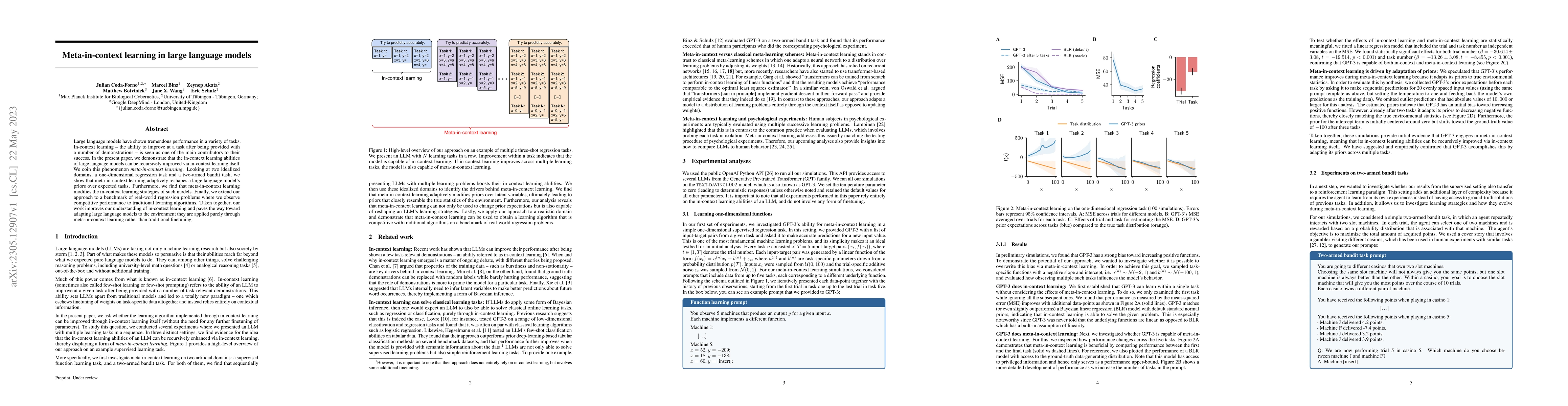Thumbnail for Meta-in-context learning in large language models