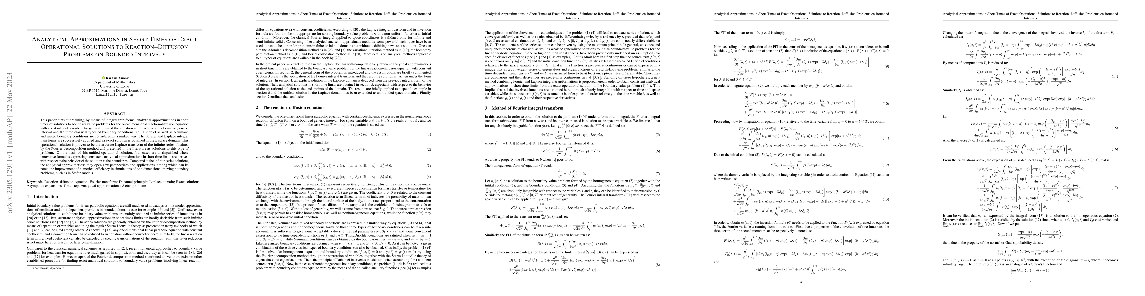 Thumbnail for Analytical approximations in short times of exact operational solutions
  to reaction diffusion problems on bounded intervals