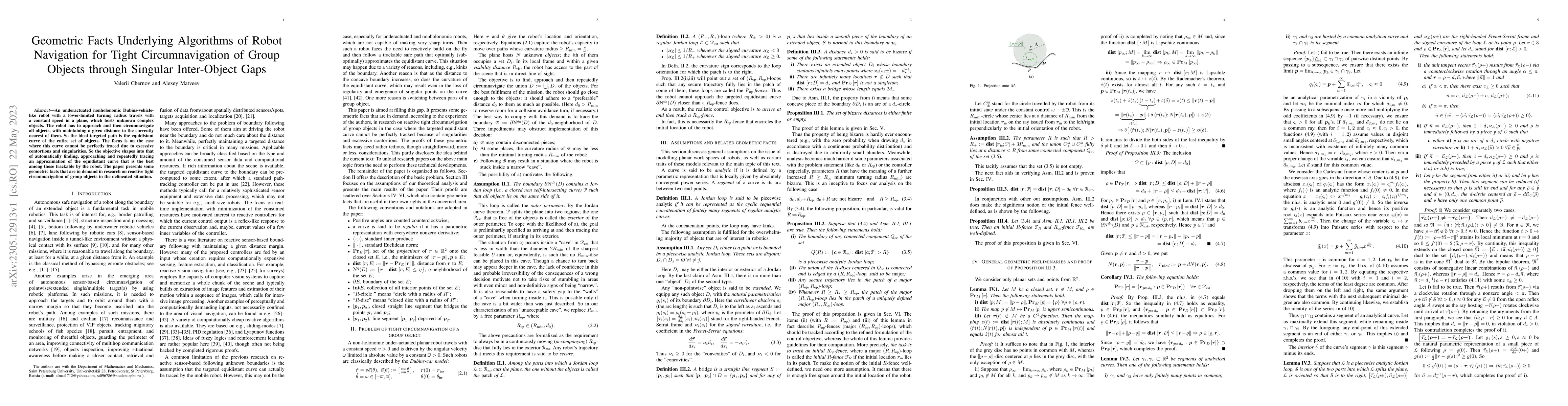 Thumbnail for Geometric Facts Underlying Algorithms of Robot Navigation for Tight
  Circumnavigation of Group Objects through Singular Inter-Object Gaps