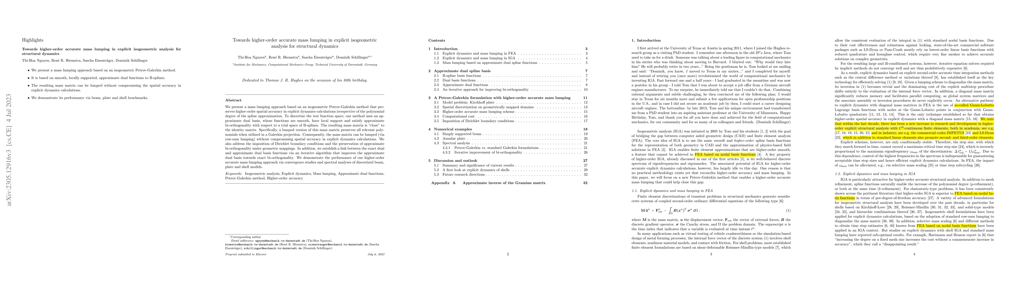 Thumbnail for Towards higher-order accurate mass lumping in explicit isogeometric
  analysis for structural dynamics