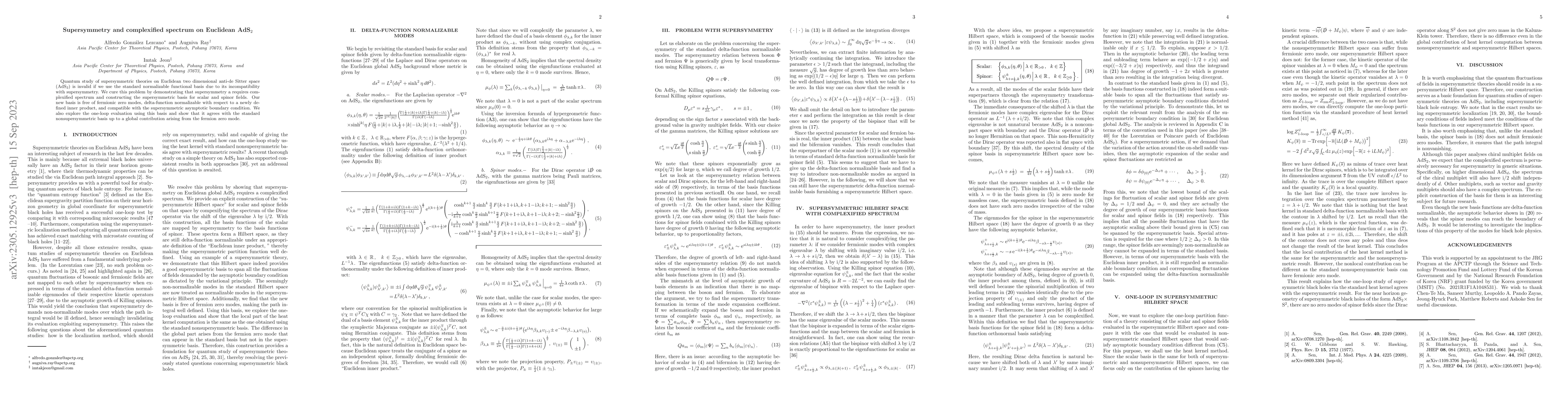 Thumbnail for Supersymmetry and complexified spectrum on Euclidean AdS$_2$