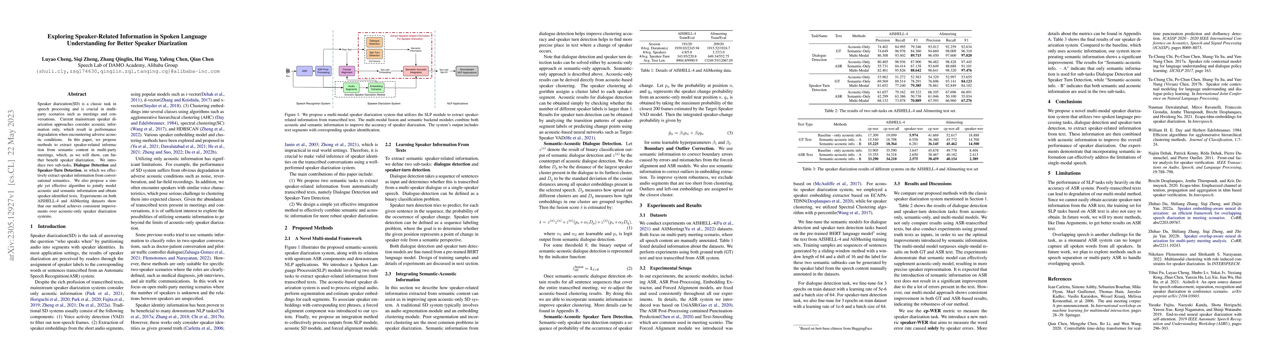 Thumbnail for Exploring Speaker-Related Information in Spoken Language Understanding
  for Better Speaker Diarization