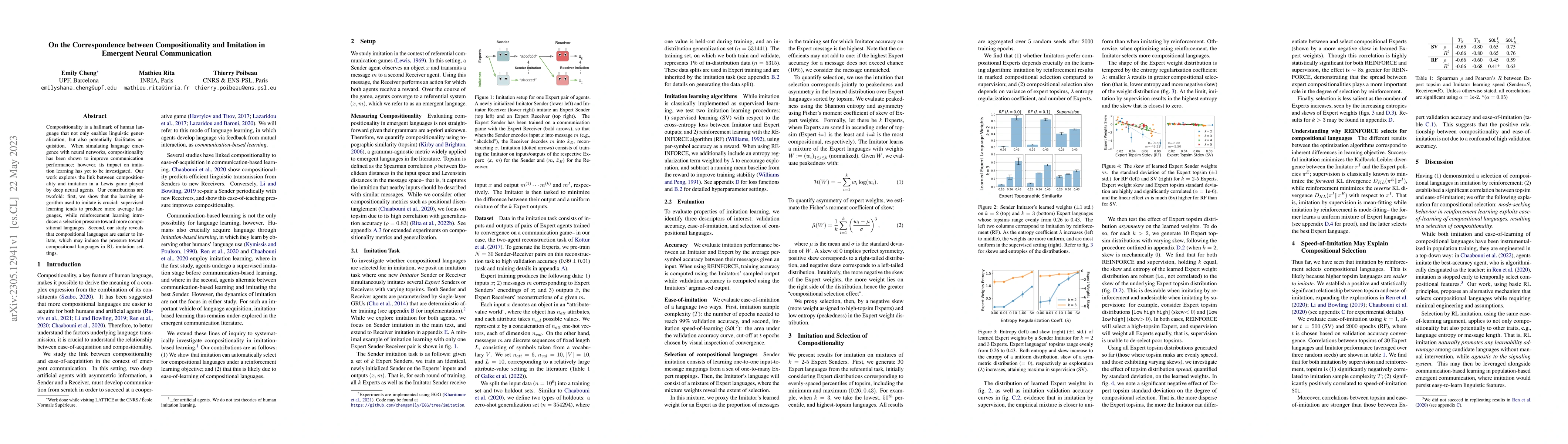 Thumbnail for On the Correspondence between Compositionality and Imitation in Emergent
  Neural Communication