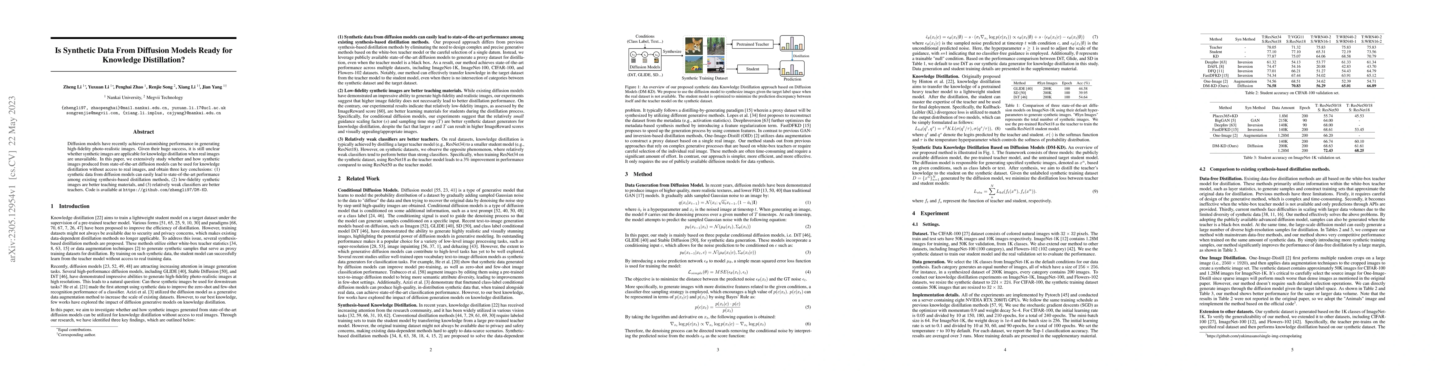 Thumbnail for Is Synthetic Data From Diffusion Models Ready for Knowledge
  Distillation?