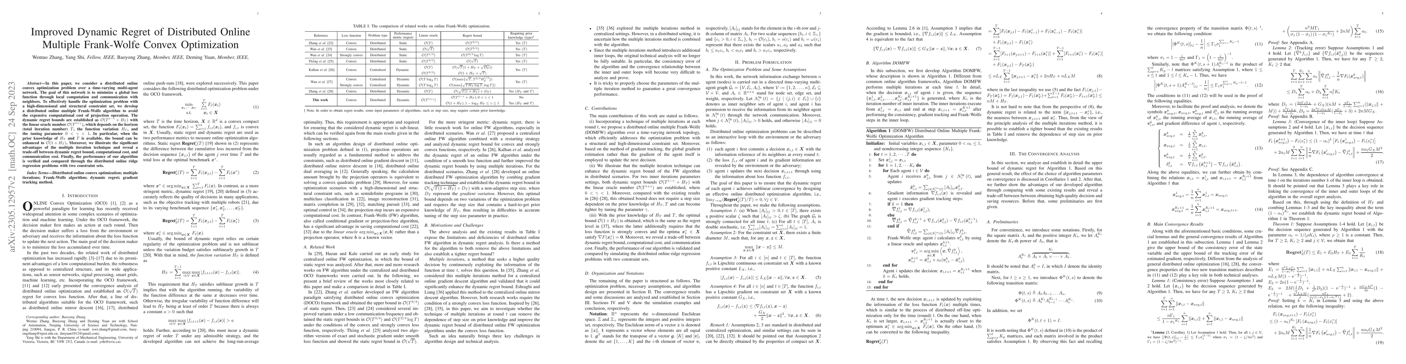 Thumbnail for Improved Dynamic Regret of Distributed Online Multiple Frank-Wolfe
  Convex Optimization