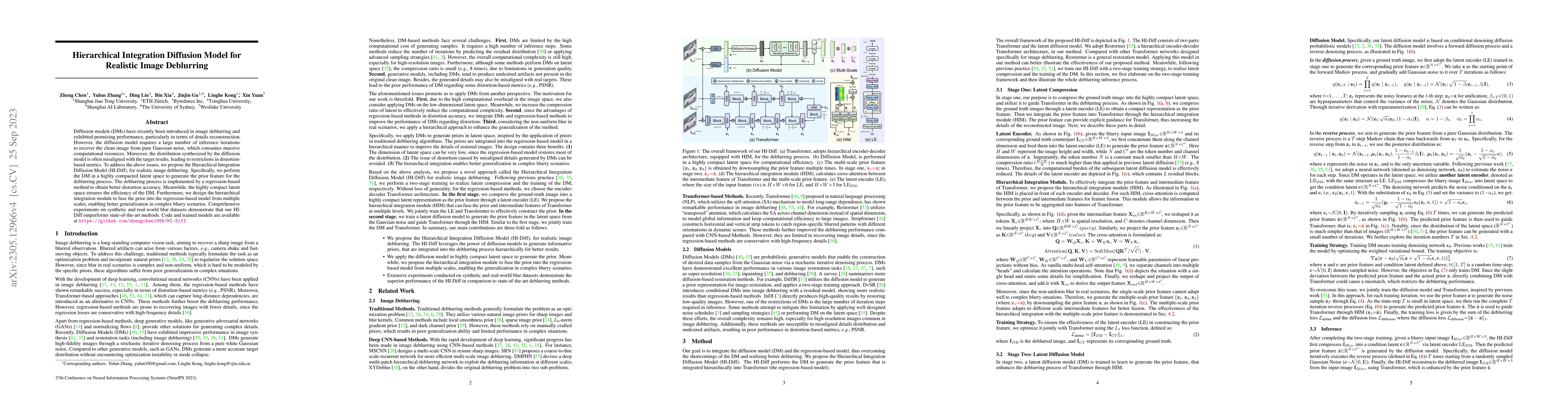 Thumbnail for Hierarchical Integration Diffusion Model for Realistic Image Deblurring