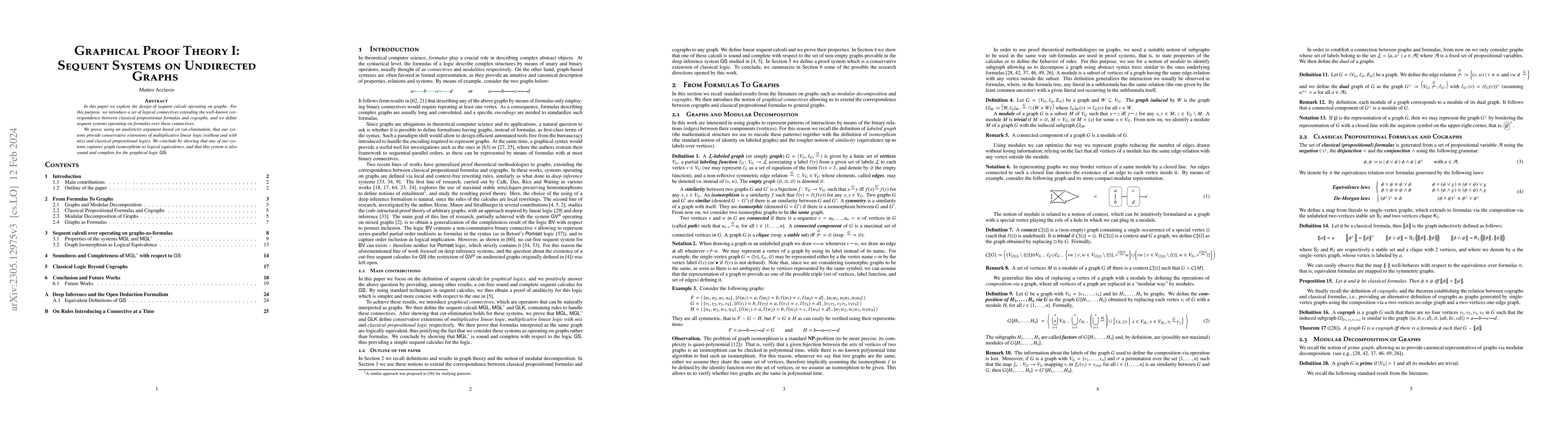 Thumbnail for Graphical Proof Theory I: Sequent Systems on Undirected Graphs