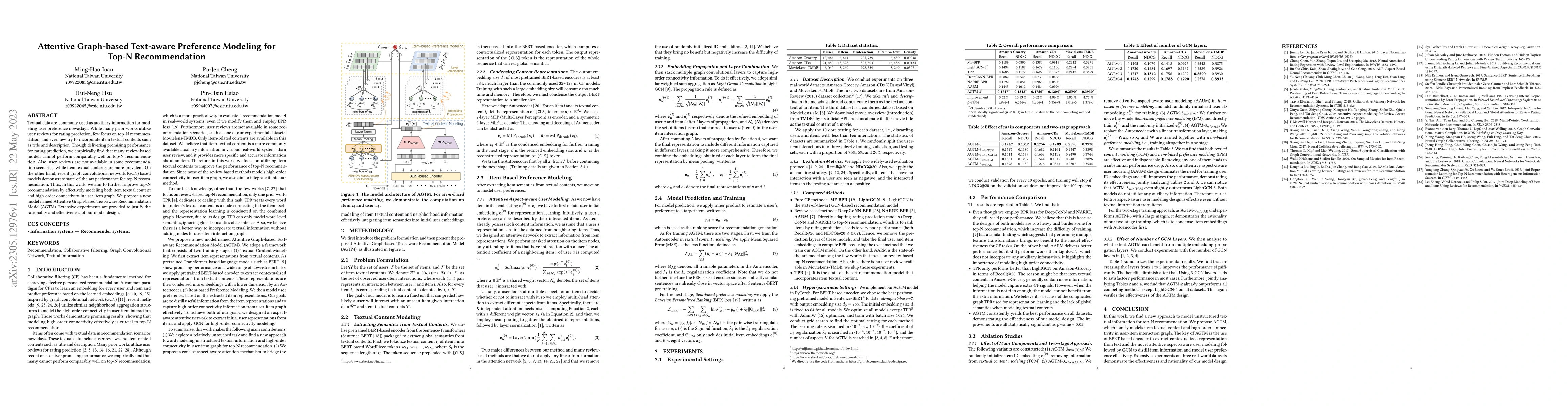 Thumbnail for Attentive Graph-based Text-aware Preference Modeling for Top-N
  Recommendation
