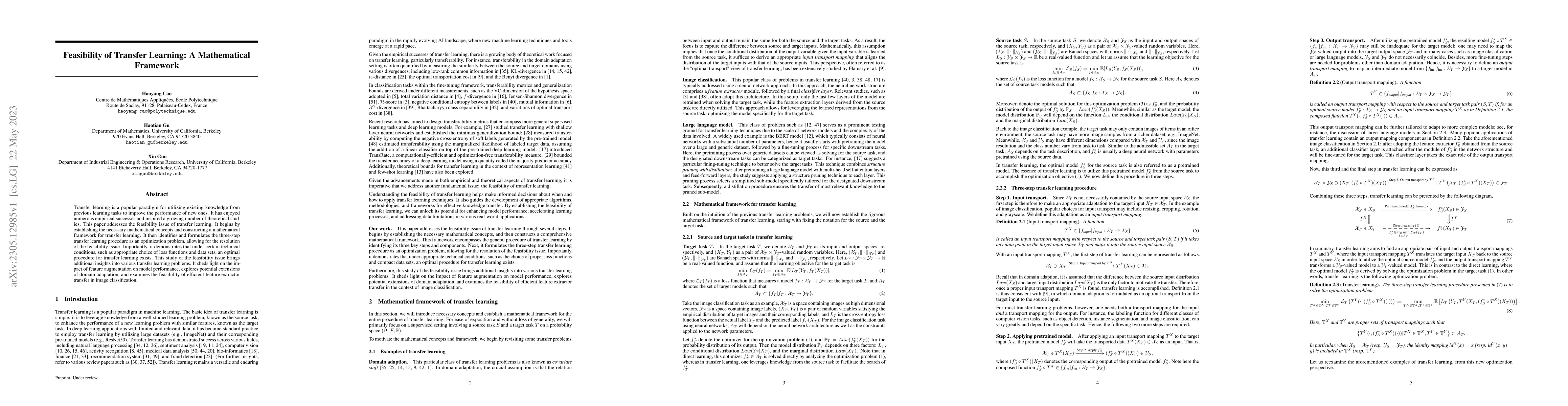 Thumbnail for Feasibility of Transfer Learning: A Mathematical Framework