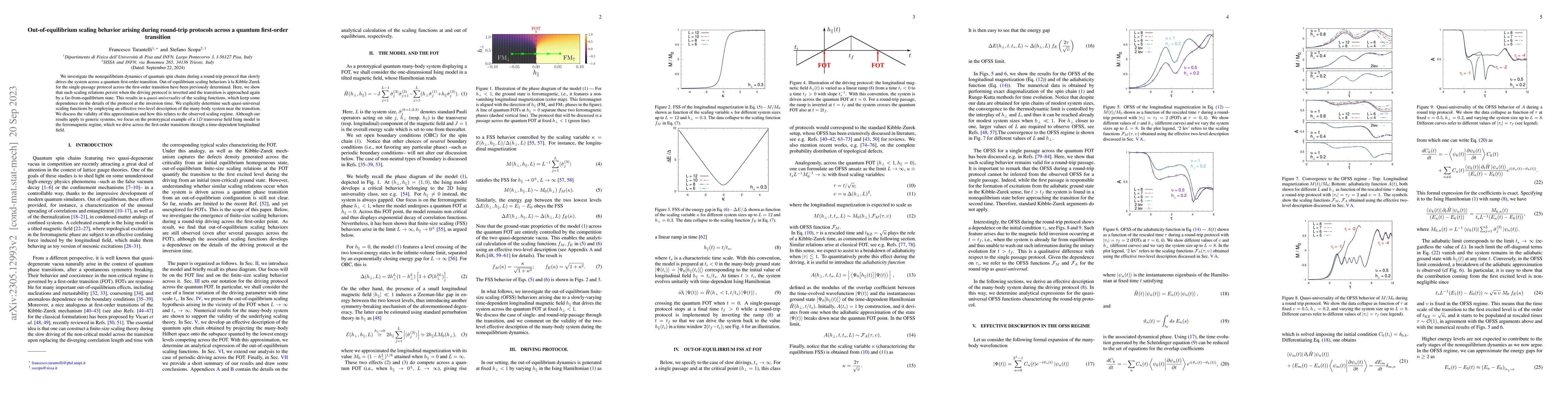 Thumbnail for Out-of-equilibrium scaling behavior arising during round-trip protocols
  across a quantum first-order transition