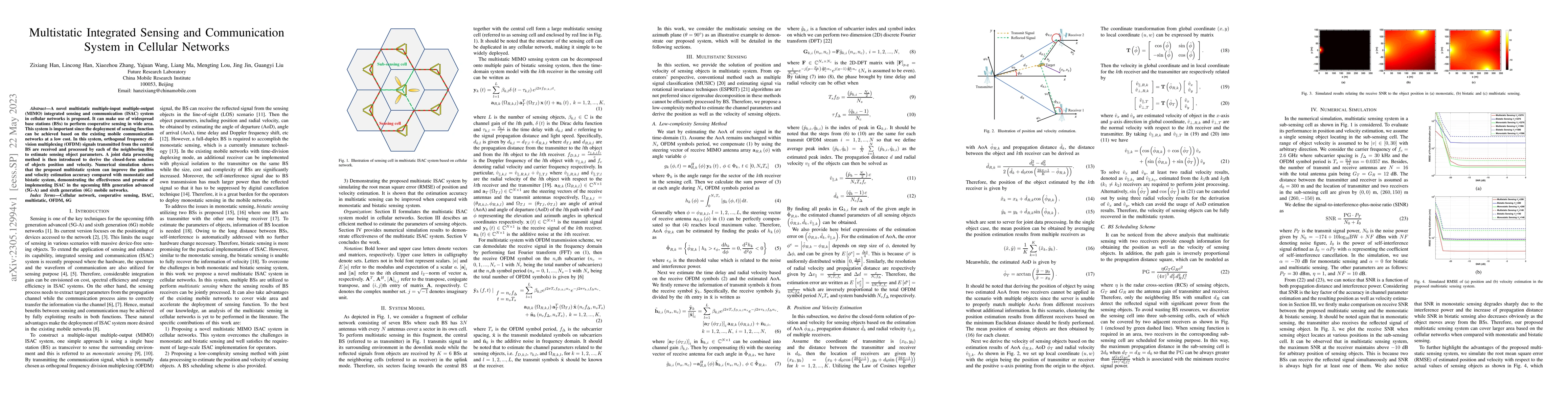 Thumbnail for Multistatic Integrated Sensing and Communication System in Cellular
  Networks