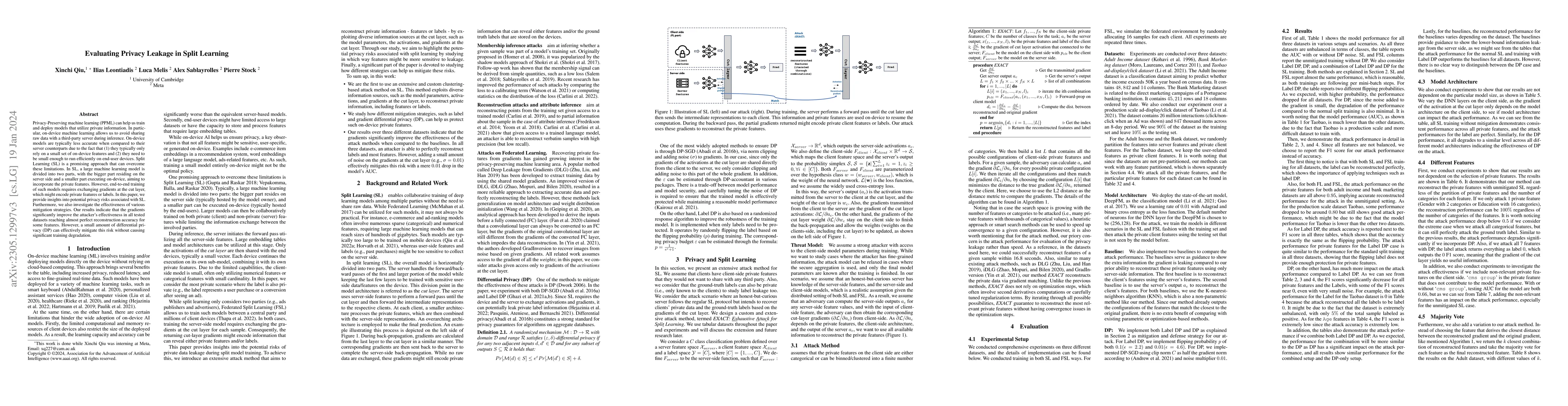 Thumbnail for Evaluating Privacy Leakage in Split Learning