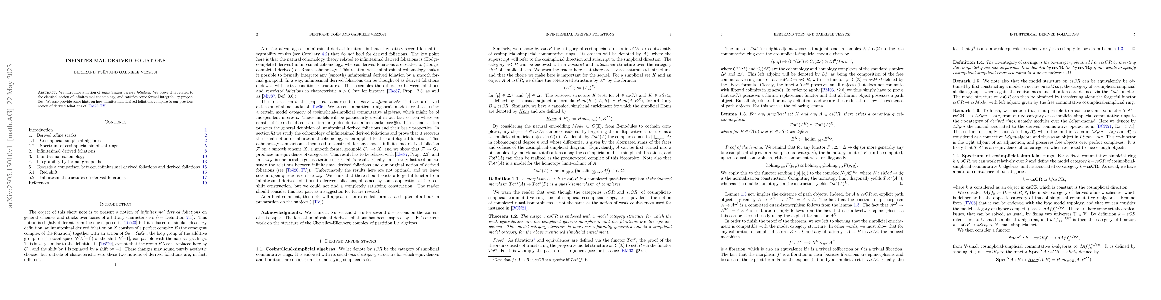 Thumbnail for Infinitesimal derived foliations