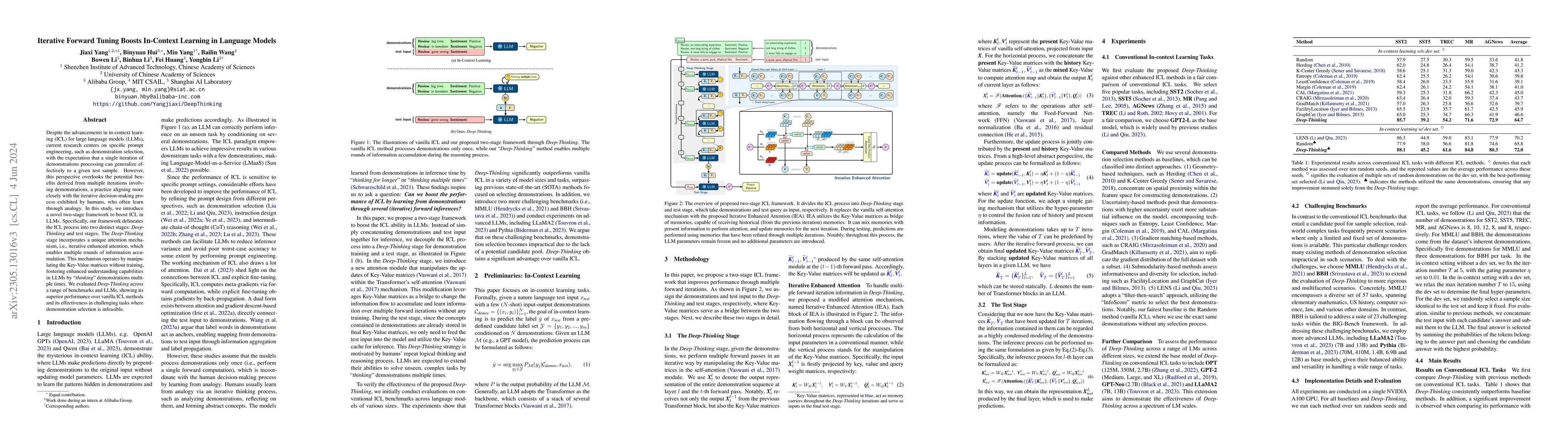 Thumbnail for Iterative Forward Tuning Boosts In-Context Learning in Language Models