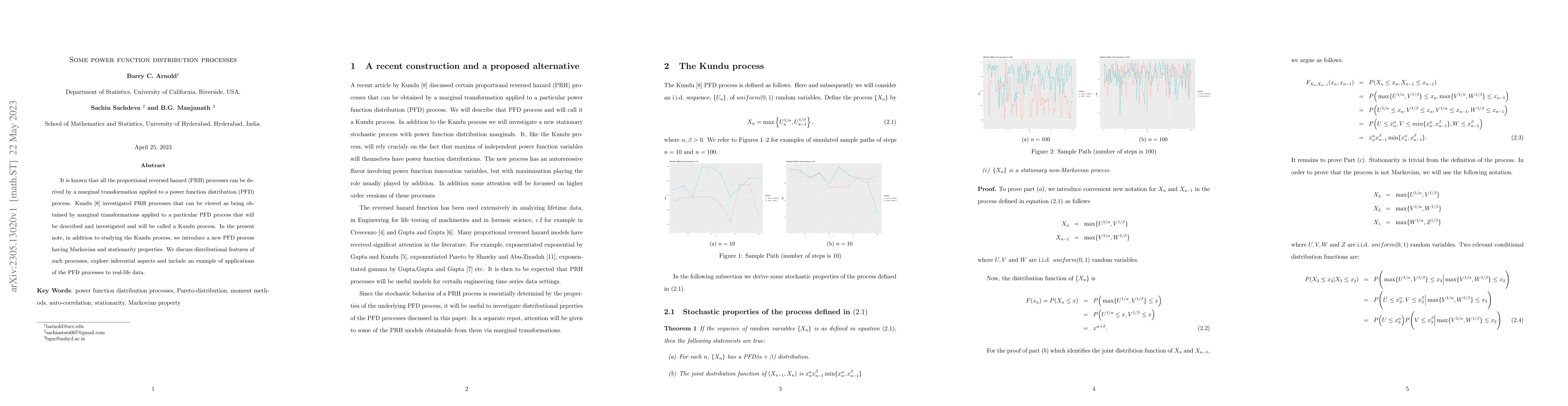 Thumbnail for Some power function distribution processes
