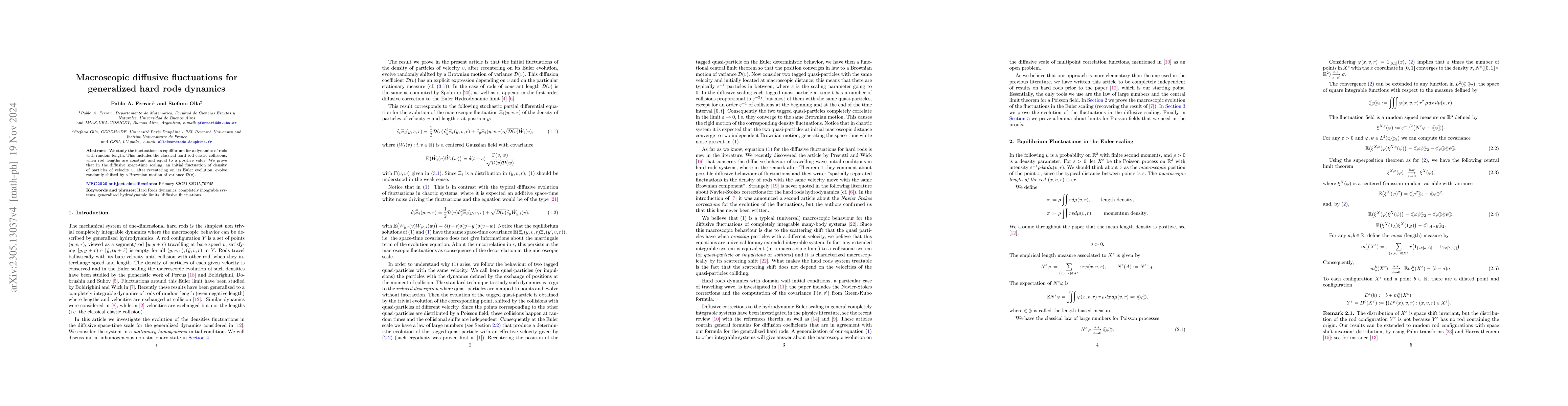 Thumbnail for Macroscopic diffusive fluctuations for generalized hard rods dynamics