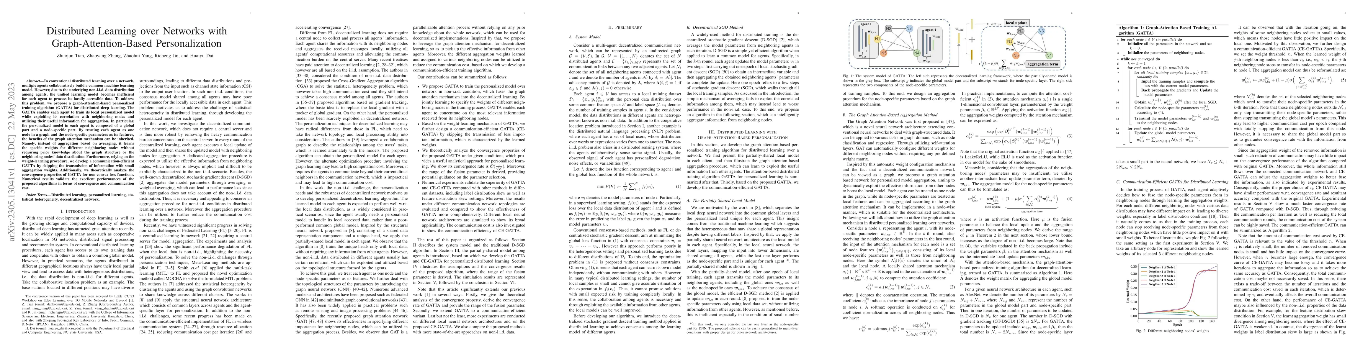 Thumbnail for Distributed Learning over Networks with Graph-Attention-Based
  Personalization