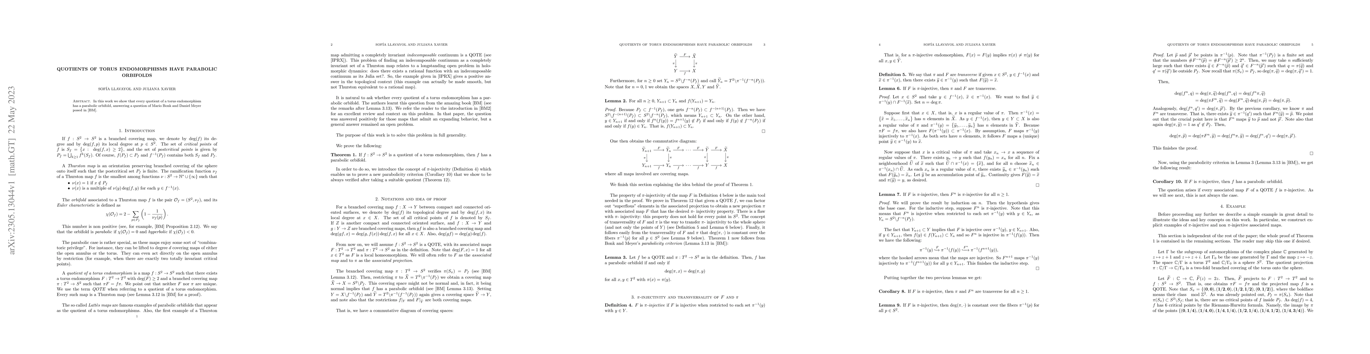 Thumbnail for Quotients of torus endomorphisms have parabolic orbifolds