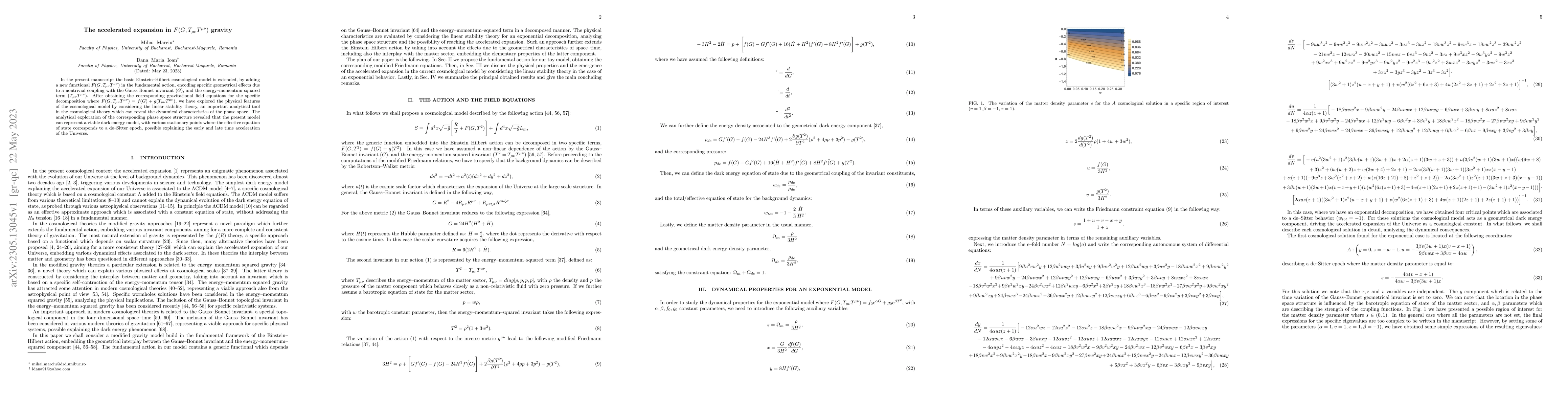 Thumbnail for The accelerated expansion in $F(G,T_{\mu \nu}T^{\mu \nu})$ gravity